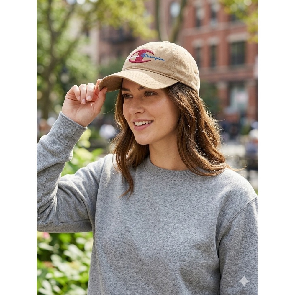 Champion Relaxed Twill Dad Hat Tan Khaki Adjustable Cap H78458 Sportswear Retro